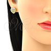 Arete Dormilona 02.156.0468 Oro Laminado, Diseño de Corazón, con Blanca Micro Pave, Pulido, Tono Dorado