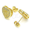 Arete Dormilona 02.156.0468 Oro Laminado, Diseño de Corazón, con Blanca Micro Pave, Pulido, Tono Dorado