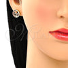 Arete Dormilona 02.156.0397.2 Oro Laminado, Diseño de Corazón, con Granate Micro Pave, Pulido, Tono Dorado