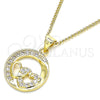 Collares con Dije 04.156.0328.20 Oro Laminado, Diseño de Corazón, con Blanca Micro Pave, Pulido, Tono Dorado (02 MM Thickness, 20 Inches Length)