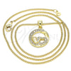 Collares con Dije 04.156.0328.20 Oro Laminado, Diseño de Corazón, con Blanca Micro Pave, Pulido, Tono Dorado (02 MM Thickness, 20 Inches Length)