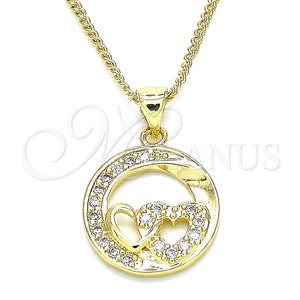 Collares con Dije 04.156.0328.20 Oro Laminado, Diseño de Corazón, con Blanca Micro Pave, Pulido, Tono Dorado (02 MM Thickness, 20 Inches Length)