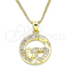 Collares con Dije 04.156.0328.20 Oro Laminado, Diseño de Corazón, con Blanca Micro Pave, Pulido, Tono Dorado (02 MM Thickness, 20 Inches Length)