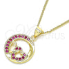 Collares con Dije 04.156.0328.1.20 Oro Laminado, Diseño de Corazón, con Rubi Micro Pave, Pulido, Tono Dorado (02 MM Thickness, 20 Inches Length)
