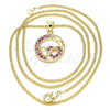 Collares con Dije 04.156.0328.1.20 Oro Laminado, Diseño de Corazón, con Rubi Micro Pave, Pulido, Tono Dorado (02 MM Thickness, 20 Inches Length)