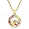 Collares con Dije 04.156.0328.1.20 Oro Laminado, Diseño de Corazón, con Rubi Micro Pave, Pulido, Tono Dorado (02 MM Thickness, 20 Inches Length)