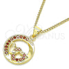 Collares con Dije 04.156.0328.2.20 Oro Laminado, Diseño de Corazón, con Granate Micro Pave, Pulido, Tono Dorado (02 MM Thickness, 20 Inches Length)