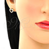 Arete Dormilona 02.156.0469 Oro Laminado, Diseño de Corazón, con Blanca Micro Pave, Pulido, Tono Dorado