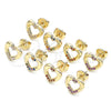 Arete Dormilona 02.156.0469 Oro Laminado, Diseño de Corazón, con Blanca Micro Pave, Pulido, Tono Dorado
