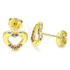 Arete Dormilona 02.156.0469.1 Oro Laminado, Diseño de Corazón, con Rubi Micro Pave, Pulido, Tono Dorado