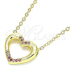 Collares con Dije 04.156.0329.1.20 Oro Laminado, Diseño de Corazón, con Rubi Micro Pave, Pulido, Tono Dorado (02 MM Thickness, 18 Inches Length)