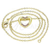 Collares con Dije 04.156.0329.1.20 Oro Laminado, Diseño de Corazón, con Rubi Micro Pave, Pulido, Tono Dorado (02 MM Thickness, 18 Inches Length)