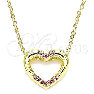 Collares con Dije 04.156.0329.1.20 Oro Laminado, Diseño de Corazón, con Rubi Micro Pave, Pulido, Tono Dorado (02 MM Thickness, 18 Inches Length)