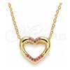 Collares con Dije 04.156.0329.1.20 Oro Laminado, Diseño de Corazón, con Micro Pave Rubi, Pulido, Tono Dorado (Grosor 02 MM, 18 Pulgadas de Largo)
