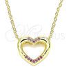 Collares con Dije 04.156.0329.1.20 Oro Laminado, Diseño de Corazón, con Rubi Micro Pave, Pulido, Tono Dorado (02 MM Thickness, 18 Inches Length)