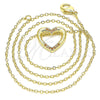 Collares con Dije 04.156.0329.2.20 Oro Laminado, Diseño de Corazón, con Granate Micro Pave, Pulido, Tono Dorado (02 MM Thickness, 18 Inches Length)