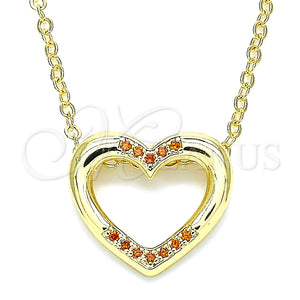 Collares con Dije 04.156.0329.2.20 Oro Laminado, Diseño de Corazón, con Granate Micro Pave, Pulido, Tono Dorado (02 MM Thickness, 18 Inches Length)
