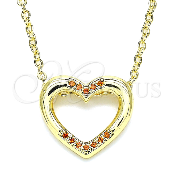 Collares con Dije 04.156.0329.2.20 Oro Laminado, Diseño de Corazón, con Granate Micro Pave, Pulido, Tono Dorado (02 MM Thickness, 18 Inches Length)