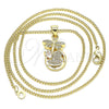 Collares con Dije 04.156.0330.20 Oro Laminado, Diseño de Libélula y Corazón, con Blanca Micro Pave, Pulido, Tono Dorado (02 MM Thickness, 20 Inches Length)