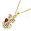 Collares con Dije 04.156.0330.1.20 Oro Laminado, Diseño de Libélula y Corazón, con Rubi Micro Pave, Pulido, Tono Dorado (02 MM Thickness, 20 Inches Length)