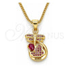 Collares con Dije 04.156.0330.1.20 Oro Laminado, Diseño de Libélula y Corazón, con Micro Pave Rubi, Pulido, Tono Dorado (Grosor 02 MM, 20 Pulgadas de Largo)