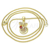 Collares con Dije 04.156.0330.2.20 Oro Laminado, Diseño de Libélula y Corazón, con Granate Micro Pave, Pulido, Tono Dorado (02 MM Thickness, 20 Inches Length)