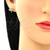 Arete Dormilona 02.156.0470.1 Oro Laminado, Diseño de Libélula, con Rubi Micro Pave, Pulido, Tono Dorado