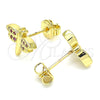 Arete Dormilona 02.156.0470.1 Oro Laminado, Diseño de Libélula, con Rubi Micro Pave, Pulido, Tono Dorado