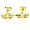 Arete Dormilona 02.156.0470.3 Oro Laminado, Diseño de Libélula, con Multicolor Micro Pave, Pulido, Tono Dorado