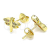 Arete Dormilona 02.156.0470.3 Oro Laminado, Diseño de Libélula, con Multicolor Micro Pave, Pulido, Tono Dorado