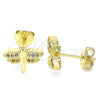 Arete Dormilona 02.156.0470.3 Oro Laminado, Diseño de Libélula, con Multicolor Micro Pave, Pulido, Tono Dorado