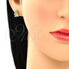 Arete Dormilona 02.156.0471 Oro Laminado, Diseño de Osito, con Granate and Blanca Micro Pave, Pulido, Tono Dorado