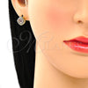 Juego de Arete y Dije de Adulto 10.156.0170.2 Oro Laminado, Diseño de Corazón, con Rubi Micro Pave, Pulido, Tono Dorado