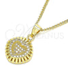 Collares con Dije 04.156.0332.20 Oro Laminado, Diseño de Corazón, con Blanca Micro Pave, Pulido, Tono Dorado (02 MM Thickness, 20 Inches Length)