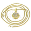 Collares con Dije 04.156.0332.20 Oro Laminado, Diseño de Corazón, con Blanca Micro Pave, Pulido, Tono Dorado (02 MM Thickness, 20 Inches Length)