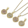 Collares con Dije 04.156.0332.20 Oro Laminado, Diseño de Corazón, con Blanca Micro Pave, Pulido, Tono Dorado (02 MM Thickness, 20 Inches Length)