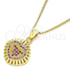 Collares con Dije 04.156.0332.1.20 Oro Laminado, Diseño de Corazón, con Rubi Micro Pave, Pulido, Tono Dorado (02 MM Thickness, 20 Inches Length)