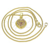 Collares con Dije 04.156.0332.1.20 Oro Laminado, Diseño de Corazón, con Rubi Micro Pave, Pulido, Tono Dorado (02 MM Thickness, 20 Inches Length)