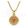 Collares con Dije 04.156.0332.1.20 Oro Laminado, Diseño de Corazón, con Micro Pave Rubi, Pulido, Tono Dorado (Grosor 02 MM, 20 Pulgadas de Largo)