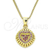 Collares con Dije 04.156.0332.1.20 Oro Laminado, Diseño de Corazón, con Rubi Micro Pave, Pulido, Tono Dorado (02 MM Thickness, 20 Inches Length)