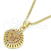 Collares con Dije 04.156.0332.2.20 Oro Laminado, Diseño de Corazón, con Granate Micro Pave, Pulido, Tono Dorado (02 MM Thickness, 20 Inches Length)