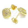 Arete Dormilona 02.156.0472 Oro Laminado, Diseño de Corazón, con Blanca Micro Pave, Pulido, Tono Dorado