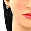 Arete Dormilona 02.156.0472.2 Oro Laminado, Diseño de Corazón, con Granate Micro Pave, Pulido, Tono Dorado