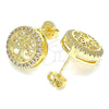 Arete Dormilona 02.156.0473 Oro Laminado, Diseño de Ãrbol, con Blanca Micro Pave, Pulido, Tono Dorado