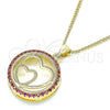 Collares con Dije 04.156.0334.1.20 Oro Laminado, Diseño de Corazón, con Rubi Micro Pave, Pulido, Tono Dorado (02 MM Thickness, 20 Inches Length)
