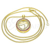 Collares con Dije 04.156.0334.1.20 Oro Laminado, Diseño de Corazón, con Rubi Micro Pave, Pulido, Tono Dorado (02 MM Thickness, 20 Inches Length)