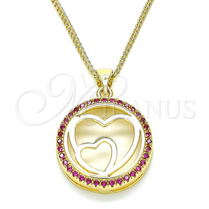 Collares con Dije 04.156.0334.1.20 Oro Laminado, Diseño de Corazón, con Rubi Micro Pave, Pulido, Tono Dorado (02 MM Thickness, 20 Inches Length)