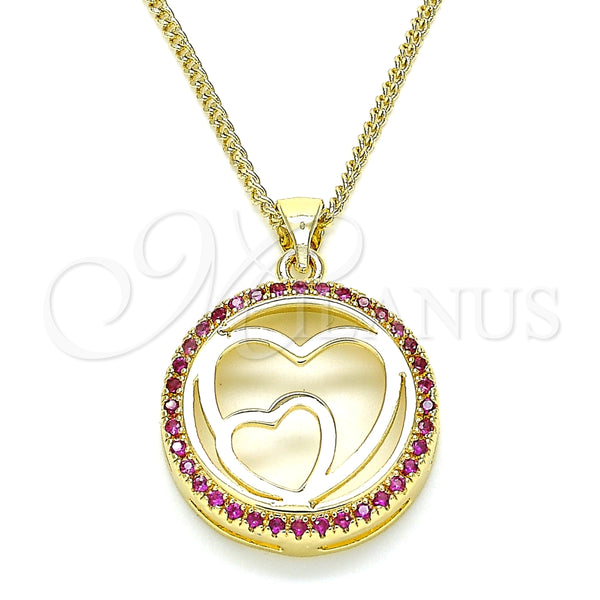Collares con Dije 04.156.0334.1.20 Oro Laminado, Diseño de Corazón, con Rubi Micro Pave, Pulido, Tono Dorado (02 MM Thickness, 20 Inches Length)