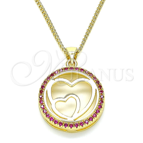 Collares con Dije 04.156.0334.1.20 Oro Laminado, Diseño de Corazón, con Rubi Micro Pave, Pulido, Tono Dorado (02 MM Thickness, 20 Inches Length)