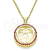 Collares con Dije 04.156.0334.1.20 Oro Laminado, Diseño de Corazón, con Rubi Micro Pave, Pulido, Tono Dorado (02 MM Thickness, 20 Inches Length)